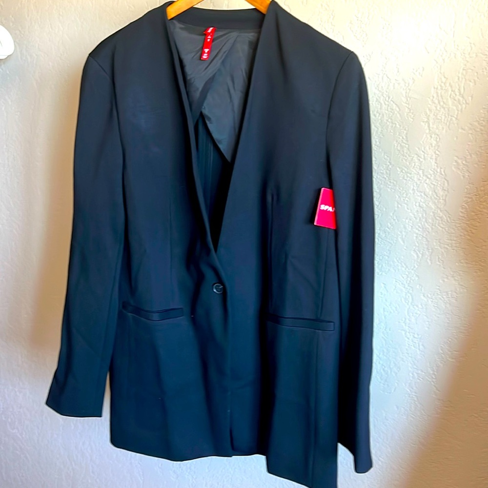 Spanx perfect collarless blazer classic black size large